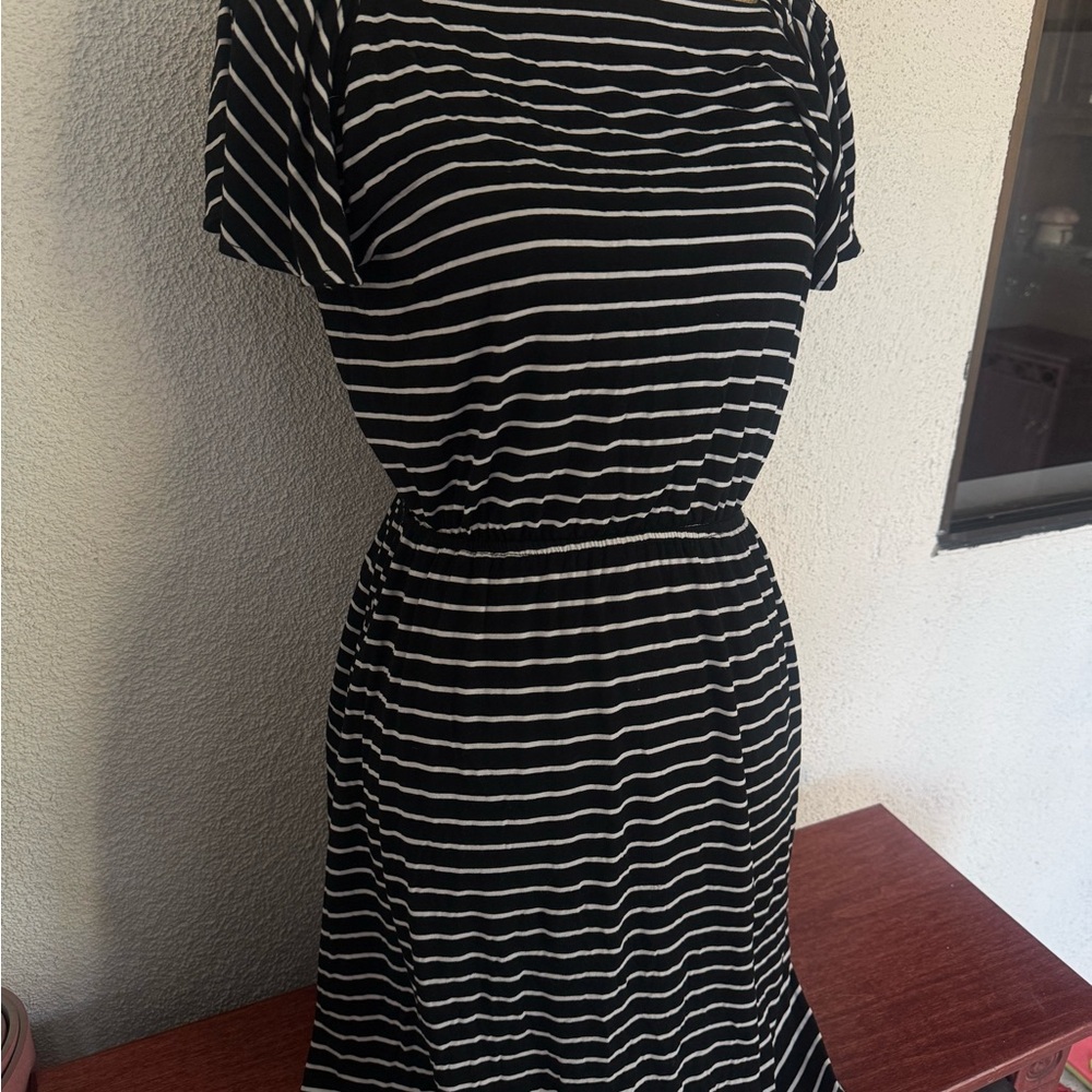 LOFT Ann Taylor black and white striped jersey dress <3